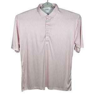 Collars & Co Polo Shirt Mens 3XL Pink White Stripe Dress Collar Golf Preppy